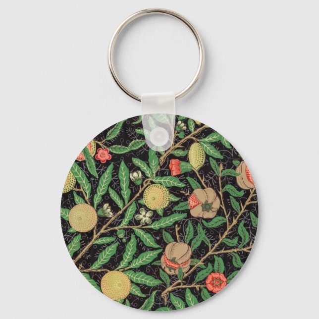 William Morris Fruit Pomegranate Floral Pattern Key Ring (Front)
