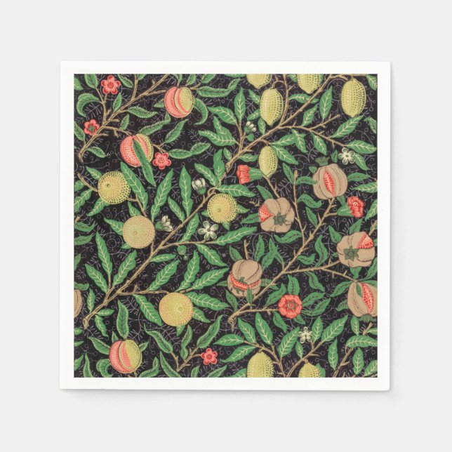 William Morris Fruit Pomegranate Floral Pattern Napkin (Front)