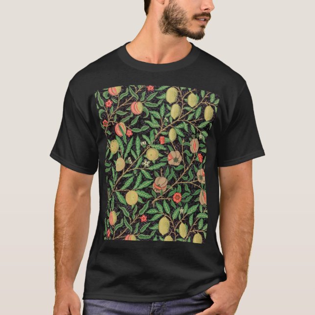 William Morris Fruit Pomegranate Floral Pattern T-Shirt (Front)
