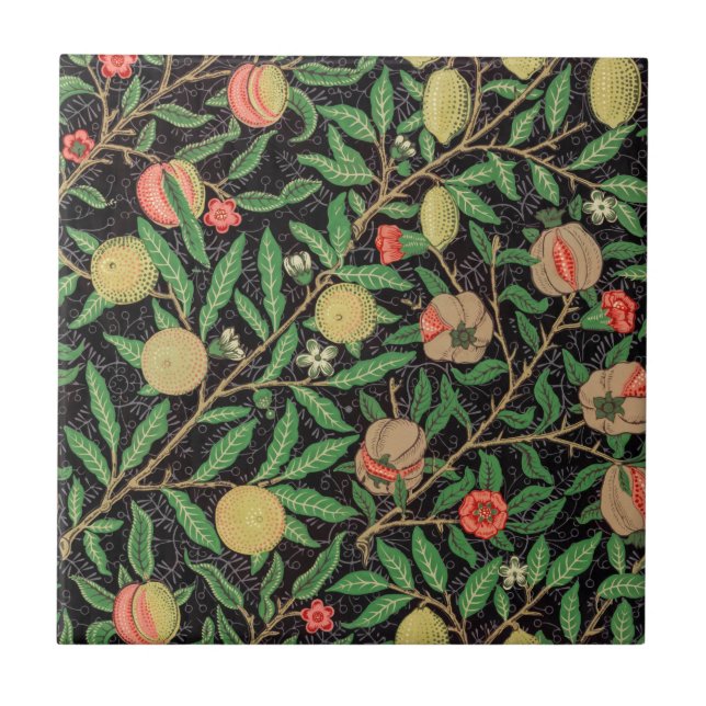William Morris Fruit Pomegranate Floral Pattern Tile (Front)