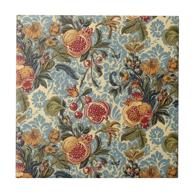 William Morris Fruit Pomegranate floral pattern Tile (Front)