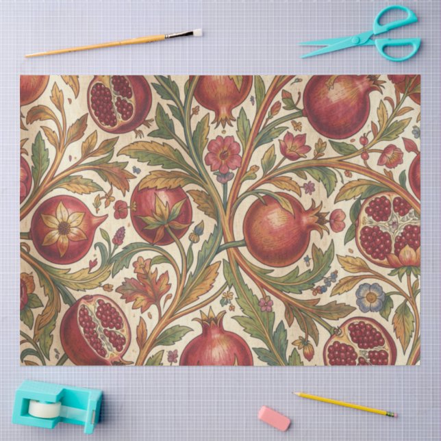 William Morris Fruit Pomegranate Floral pattern Tissue Paper (Craft)