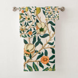 William Morris Fruit Pomegranate White Ornament Bath Towel Set