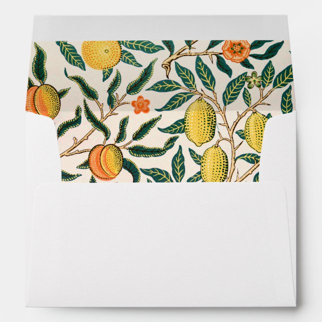 William Morris Fruit Pomegranate White Ornament Envelope (Back (Bottom))