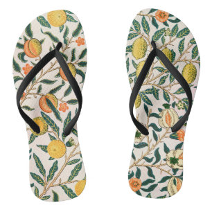 William Morris Fruit Pomegranate White Ornament Flip Flops