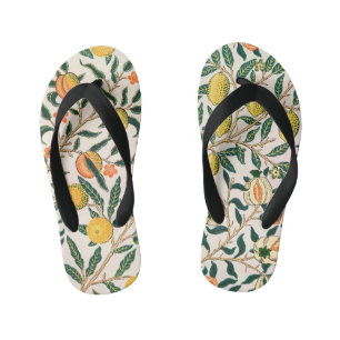 William Morris Fruit Pomegranate White Ornament Kid's Flip Flops