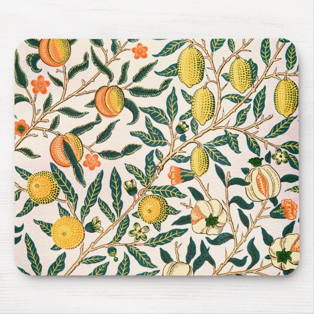 William Morris Fruit Pomegranate White Ornament Mouse Mat (Front)