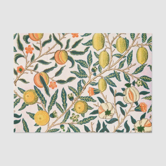 William Morris Fruit Pomegranate White Ornament Tissue Paper (Front)