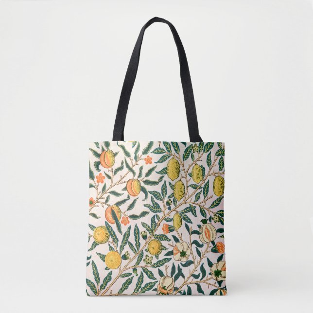 William Morris Fruit Pomegranate White Ornament Tote Bag (Front)