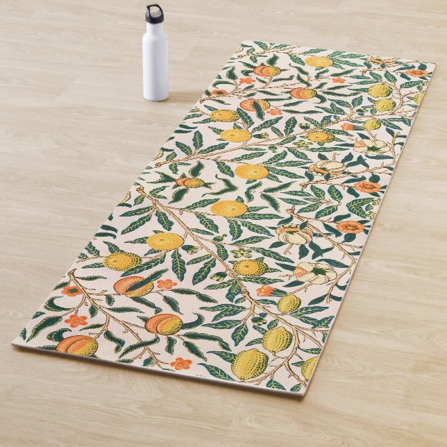 William Morris Fruit Pomegranate White Ornament Yoga Mat (In Situ)