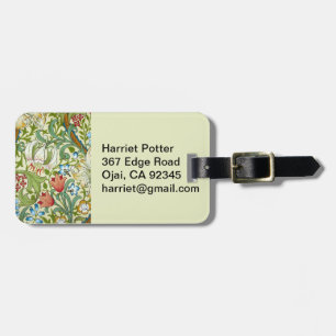 William Morris Garden Lily Wallpaper Luggage Tag