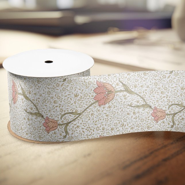 William Morris Garden Tulip Floral Pattern Satin Ribbon (Creator Uploaded)