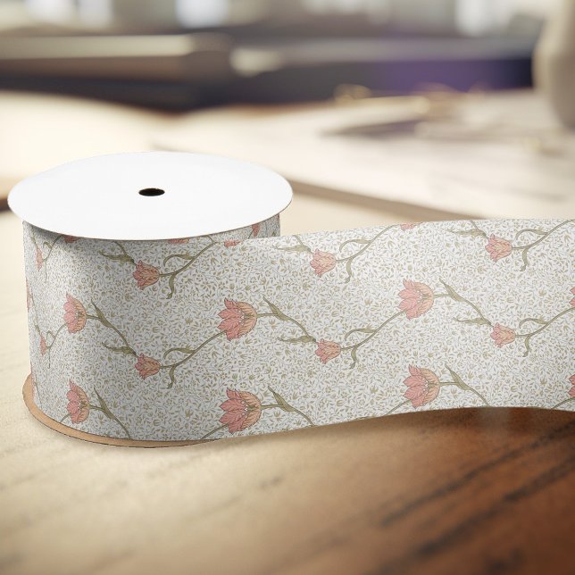 William Morris Garden Tulip Floral Pattern Satin Ribbon (Creator Uploaded)