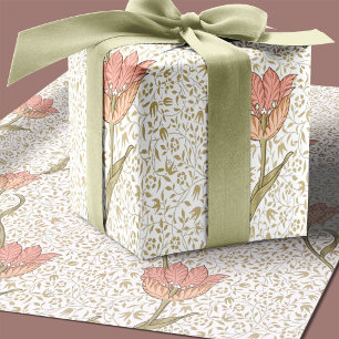 William Morris Garden Tulip Floral Pattern Wrapping Paper