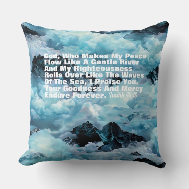 William Morris Gentle Wave Bible Verse Inspiration Cushion (Front)