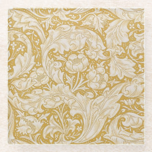 William Morris Gold Bachelors Button Floral Glass Coaster