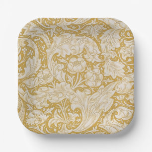 William Morris Gold Bachelors Button Floral Paper Plate