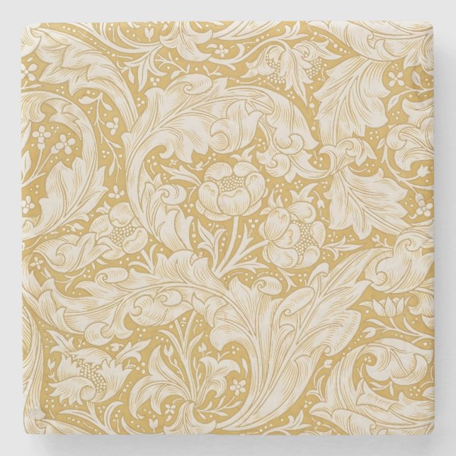  William Morris Gold Bachelors Button Floral Stone Coaster (Front)