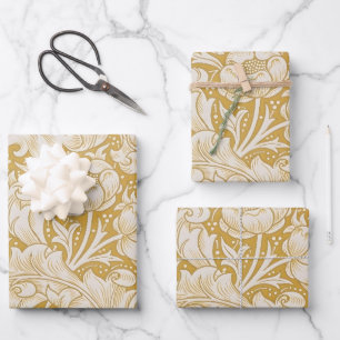 William Morris Gold Bachelors Button Floral Wrapping Paper Sheet