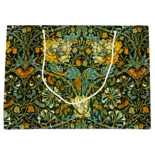 William Morris Gold Honeysuckle Floral Wallpaper Large Gift Bag