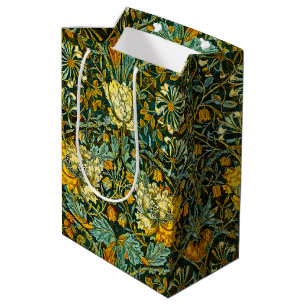 William Morris Gold Honeysuckle Floral Wallpaper Medium Gift Bag