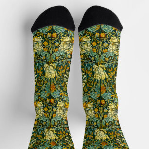 William Morris Gold Honeysuckle Floral Wallpaper Socks