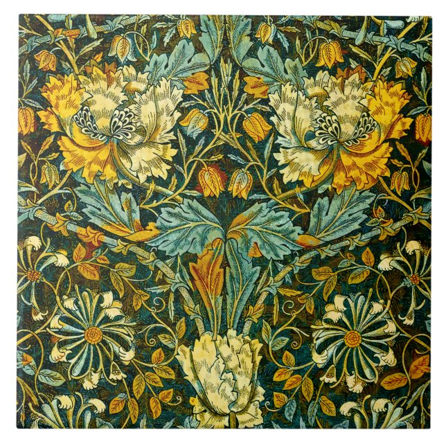 William Morris Gold Honeysuckle Floral Wallpaper Tile (Front)