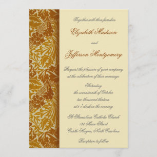 William Morris Gold Leaves Wedding Invitation