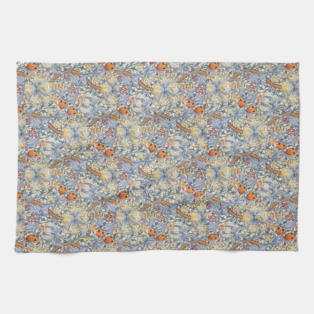 William Morris Gold Lily Victorian Botanical Tea Towel (Horizontal)