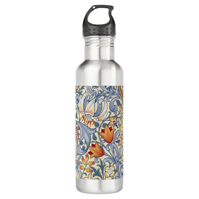 William Morris Gold Lily Victorian Wallpaper 710 Ml Water Bottle (Front)
