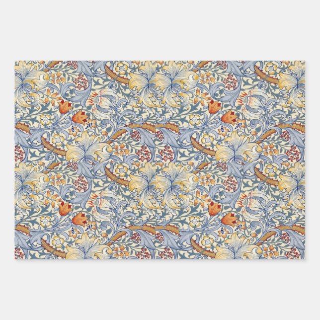 William Morris Gold Lily Victorian Wallpaper Wrapping Paper Sheet (Front 2)