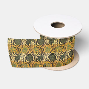 William Morris Gold Tulip Lily Vintage Wallpaper Satin Ribbon