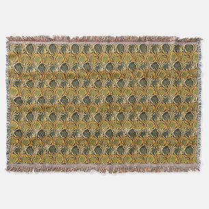 William Morris Gold Tulip Lily Vintage Wallpaper Throw Blanket