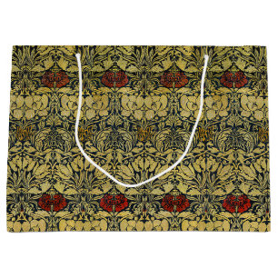 William Morris Gold Tulip Rose Vintage Wallpaper Large Gift Bag