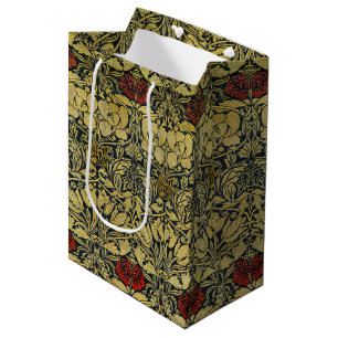 William Morris Gold Tulip Rose Vintage Wallpaper Medium Gift Bag