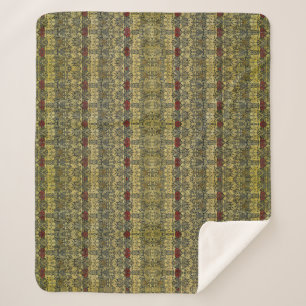 William Morris Gold Tulip Rose Vintage Wallpaper Sherpa Blanket
