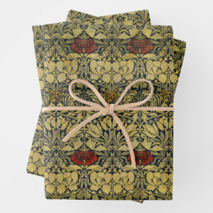 William Morris Gold Tulip Rose Vintage Wallpaper Wrapping Paper Sheet