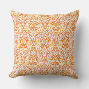 William Morris Golden Bough Orange Blue and White Cushion