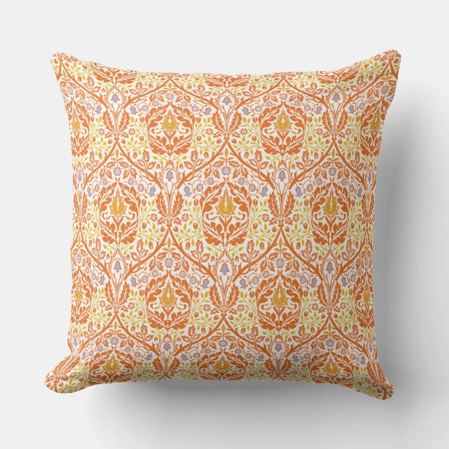 William Morris Golden Bough Orange Blue and White Cushion (Front)