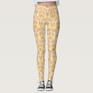 William Morris Golden Bough Orange Floral Art Leggings