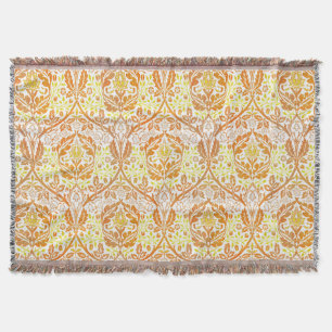 William Morris Golden Bough Orange Floral Art Throw Blanket