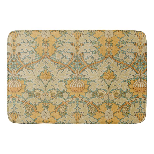William Morris Golden Floral Design Bath Mat (Front)