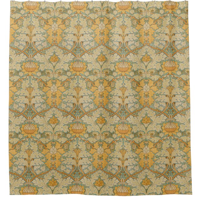 William Morris Golden Floral Design Shower Curtain (Front)