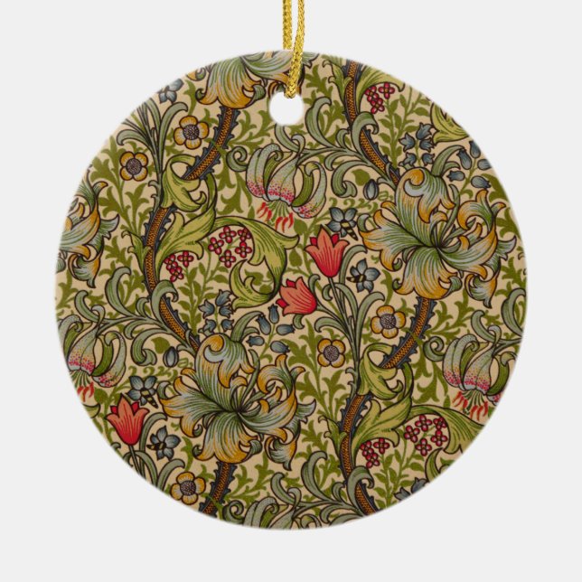 William Morris Golden Lily Antique Ceramic Tree Decoration (Front)