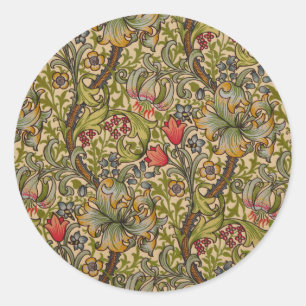 William Morris Golden Lily Antique Classic Round Sticker