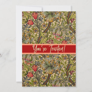 William Morris Golden Lily Antique Floral Pattern Invitation