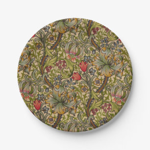William Morris Golden Lily Antique Floral Pattern Paper Plate