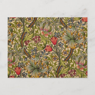 William Morris Golden Lily Antique Floral Pattern Postcard
