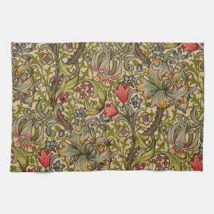William Morris Golden Lily Antique Floral Pattern Tea Towel