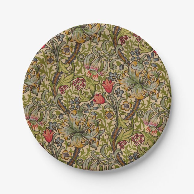 William Morris Golden Lily Antique Paper Plate (Front)